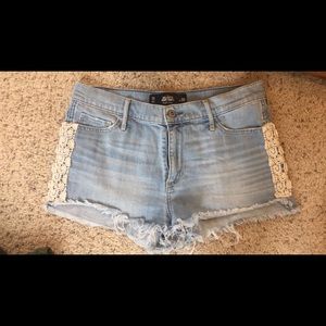Hollister short-shorts, light blue with cute lace